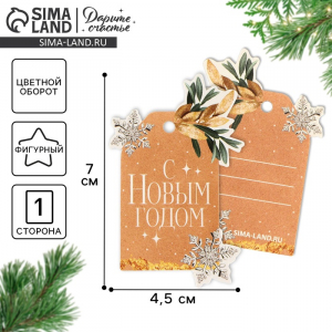 Шильдик декоративный на подарок «С Новым годом», 4.5?7 см