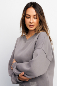 Свитшот худи оверсайз кофта с начесом 387LGR