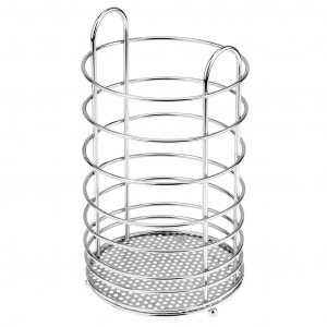 Подставка хромированная для столовых приборов д10,8см h19см, на ножках (Китай)