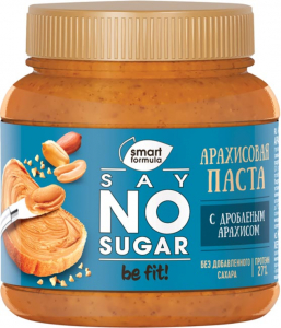 «Smart Formula», арахисовая паста Say No Sugar без сахара с дробленым арахисом 27% протеина, 270г