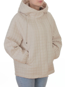 8039 LT. BEIGE Куртка стеганная демисезонная женская (100 гр. холлофайбер)