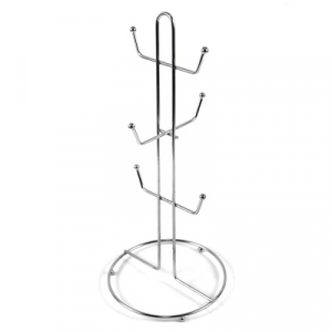 Подставка хромированная 6 крючков для чашек h37см, д/основания-15,5см (Китай)