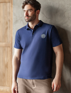 Футболка-поло из фактурного трикотажа