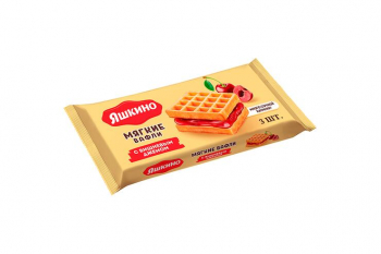 «Яшкино», вафли мягкие с вишнёвым джемом, 120 г