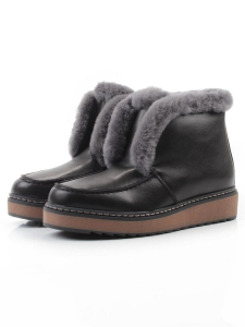 04-5603-11 BLACK Ботинки зимние женские (натуральная кожа, 100% шерсть)