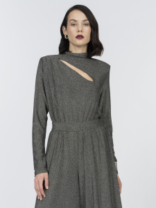 Комбинезон с длинным рукавом из сияющего трикотажа