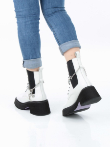 01-GZ6190-L61 WHITE Ботинки демисезонные женские (натуральная кожа)