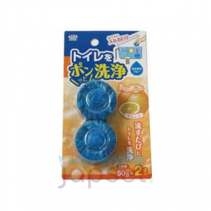 Okazaki Очищающая и дезодорирующая таблетка для бачка унитаза, окрашивающая воду в голубой цвет, аромат апельсина, 2 х 50 гр