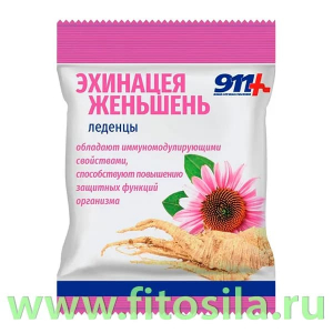 911, Леденцы эхинацея, женьшень, витамин С, 50 г БАД