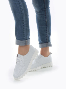 03-PDD161-1 WHITE Полуботинки женские (натуральная кожа)