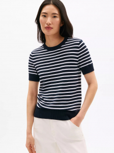 Lightweight Stripe Short-Sleeve Sweater