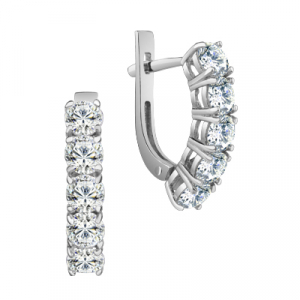 Серьги с фианитом родированные серебро 925*