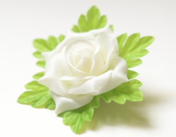 Искусственные цветы, Голова розы малая с листом для ветки, венка