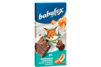 «BabyFox», молочный шоколад с арахисом и солёной карамелью, 90 г