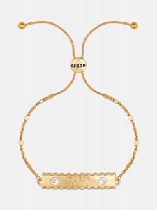 gold-tone slider logo bar bracelet