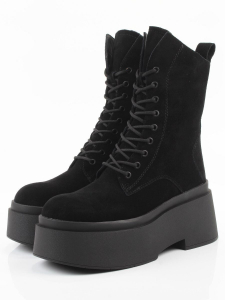 04-PAT225-2Z BLACK Ботинки зимние женские (натуральная замша, 100% шерсть)