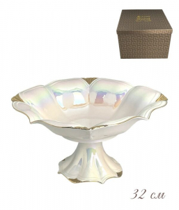 105-713 Фруктовница 32см  ПЕРЛАМУТР на ножке в под.уп.(х4)