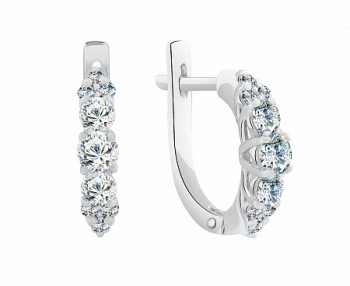 Серьги с фианитом родированные серебро 925*