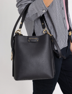 SOLID BUCKET BAG WITH CROSSBODY STRAP