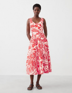 Poplin Corset Waist Midi Dress