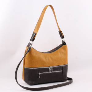 Сумка 1126 македония горчичный+шоколад ХИТ продаж