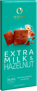 «O'Zera», шоколад молочный Extra milk & Hazelnut, 90г