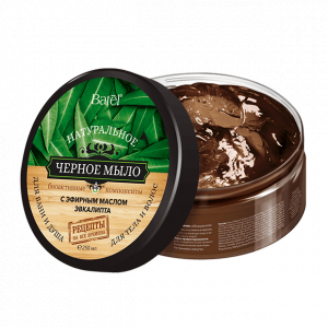 Натуральное черное мыло для тела и волос с эфирным маслом эвкалипта
