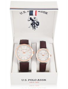 HIS AND HERS BROWN STRAP WATCH SET