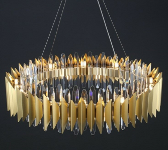 299-239 Люстра диам 60 см, выс. 24 см(х1)Кристаллы, нержавеющая сталь