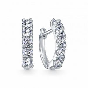 Серьги с фианитом родированные серебро 925*