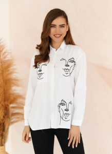 Женская рубашка с вышивкой лица First Way