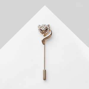 Булавка «Лиса», 5 см, белая в золоте