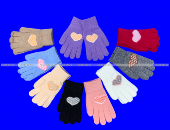 Перчатки подростковые для девочек с начесом «Сердечко» арт. 0832