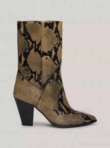 Snake Embossed Leather Heeled Cowboy Boot
