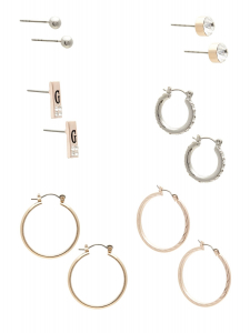 mixed-metal hoop and stud earrings set