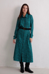 11131 Платье-рубашка удлинённое тёмно-бирюзовое (остаток: 42)