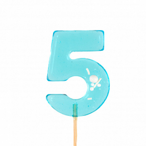 Карамель леденцовая Цифра 5 голубая с посыпкой, 12 гр