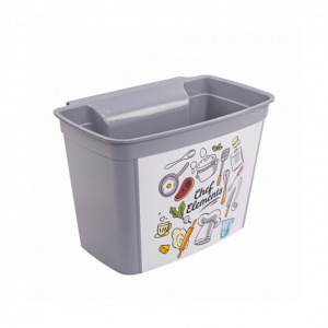 Подвесной контейнер для мусора QUICK серый с картинкой 4л