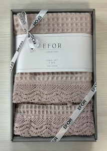 Набор вафельных полотенец EFOR из 2-х предметов(50*90 и 70*140) WAFFLE LILA лиловый гипюр