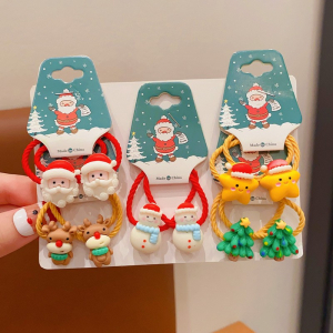 Детские Новогодние резинки для волос с фигурками, Набор 10 шт.