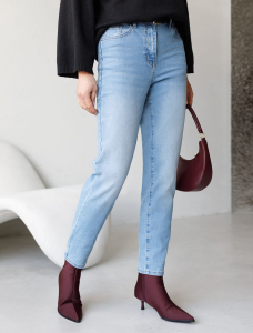 Джинсы мом фит из мягкой эластичной джинсы 12OZ