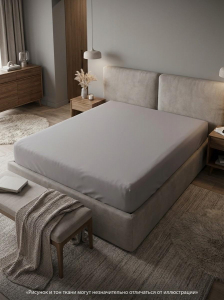 Простыня на резинке Грей сатин