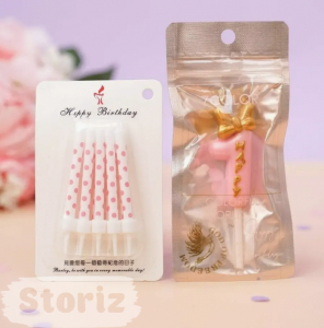 Комплект свечей цифра -1-(Mrs. Pink) + 1 упаковка Pink (10 шт.)