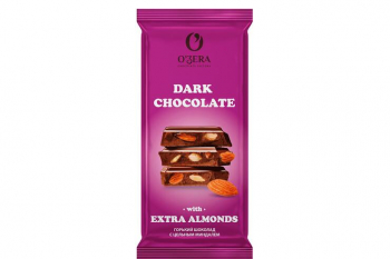 «O'Zera», шоколад горький с цельным миндалем Dark & Extra Almond, 90 г