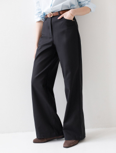 Брюки-трубы из плотной эластичной ткани из хлопка с нейлоном