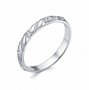 Кольцо (Спаси и Сохрани) из серебра с фианитом родированное литье