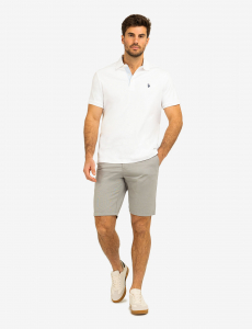 SOLID INTERLOCK POLO SHIRT WITH WOVEN TRIM