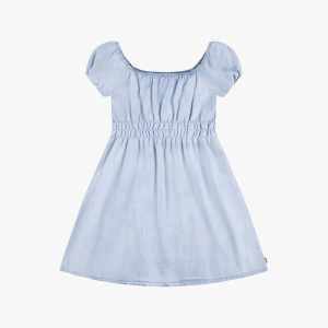 Square Neck Puff Sleeve Dress Big Girls S-xl