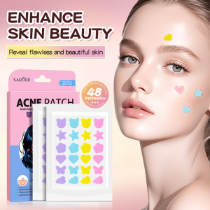 Точечные патчи от прыщей цветные разных форм SADOER Acne Patch, 48 шт