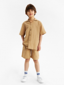 Костюм для мальчика: рубашка, шорты, KAFTAN, бежевый, рост 122-128 см